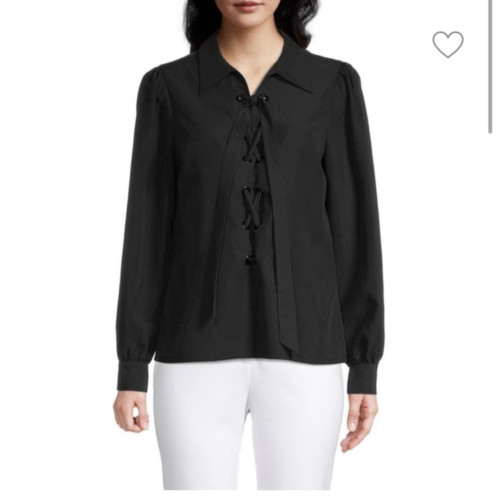 Tencel Lace Up Blouse in Black